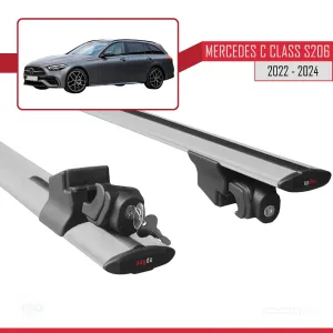 Mercedes C Class (S206) 2022 ve Sonrası ile uyumlu HOOK Model Anahtar Kilitli Ara Atkı Tavan Barı GRİ thumb 5