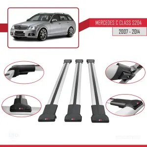 Mercedes C Class (S204) 2007-2014 Arası ile Uyumlu FLY Model Ara Atkı Tavan Barı GRİ 3 ADET BAR thumb 5