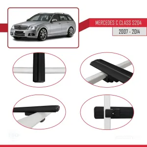 Mercedes C Class (S204) 2007-2014 Arası ile uyumlu Basic Model Ara Atkı Tavan Barı SİYAH 3 ADET thumb 4