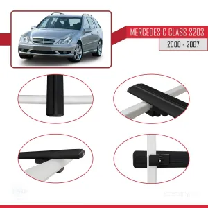 Mercedes C Class (S203) 2000-2007 Arası ile uyumlu Basic Model Ara Atkı Tavan Barı SİYAH 3 ADET thumb 4