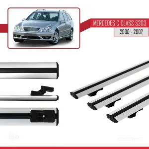 Mercedes C Class (S203) 2000-2007 Arası ile uyumlu Basic Model Ara Atkı Tavan Barı GRİ 3 ADET thumb 3