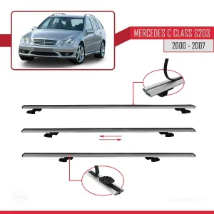 Mercedes C Class (S203) 2000-2007 Arası ile uyumlu Basic Model Ara Atkı Tavan Barı GRİ 3 ADET thumb 5