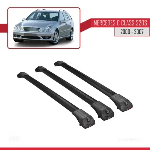 Mercedes C Class (S203) 2000-2007 Arası ile uyumlu ACE-1 Ara Atkı Tavan Barı SİYAH 3 ADET BAR thumb 3