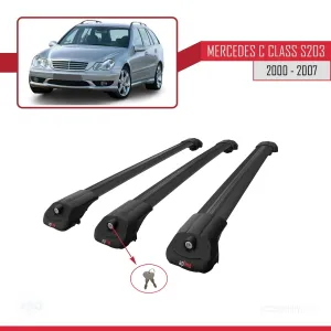 Mercedes C Class (S203) 2000-2007 Arası ile uyumlu ACE-1 Ara Atkı Tavan Barı SİYAH 3 ADET BAR thumb 4