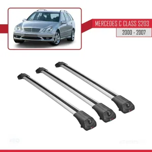 Mercedes C Class (S203) 2000-2007 Arası ile uyumlu ACE-1 Ara Atkı Tavan Barı GRİ 3 ADET BAR thumb 3