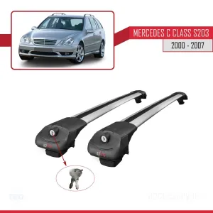 Mercedes C Class (S203) 2000-2007 Arası ile uyumlu ACE-1 Ara Atkı Tavan Barı GRİ thumb 4