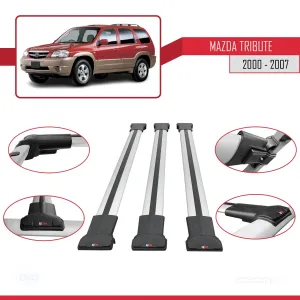 Mazda Tribute 2000-2007 Arası ile Uyumlu FLY Model Ara Atkı Tavan Barı GRİ 3 ADET BAR thumb 5