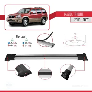 Mazda Tribute 2000-2007 Arası ile Uyumlu FLY Model Ara Atkı Tavan Barı GRİ thumb 4