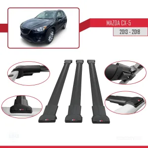 Mazda CX-5 2013-2018 Arası ile Uyumlu FLY Model Ara Atkı Tavan Barı SİYAH 3 ADET BAR thumb 5