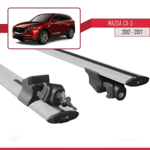 Mazda CX-5 2012-2017 Arası ile uyumlu HOOK Model Anahtar Kilitli Ara Atkı Tavan Barı GRİ thumb 5