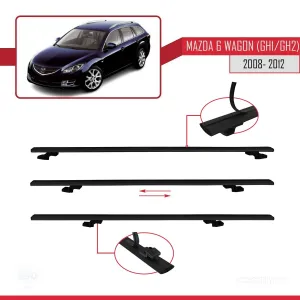 Mazda 6 Wagon (GH1/GH2) 2008-2012 Arası ile uyumlu Basic Model Ara Atkı Tavan Barı SİYAH 3 ADET thumb 5