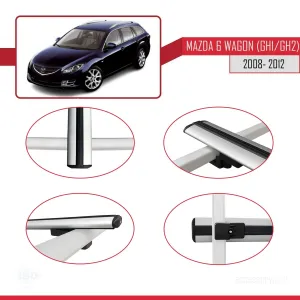 Mazda 6 Wagon (GH1/GH2) 2008-2012 Arası ile uyumlu Basic Model Ara Atkı Tavan Barı GRİ 3 ADET thumb 4