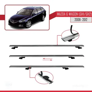 Mazda 6 Wagon (GH1/GH2) 2008-2012 Arası ile uyumlu Basic Model Ara Atkı Tavan Barı GRİ 3 ADET thumb 5
