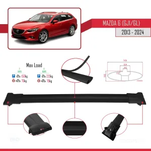 Mazda 6 (GJ1/GL) 2013 ve Sonrası ile Uyumlu FLY Model Ara Atkı Tavan Barı SİYAH thumb 4