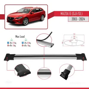 Mazda 6 (GJ1/GL) 2013 ve Sonrası ile Uyumlu FLY Model Ara Atkı Tavan Barı GRİ 3 ADET BAR thumb 4