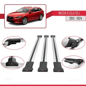 Mazda 6 (GJ1/GL) 2013 ve Sonrası ile Uyumlu FLY Model Ara Atkı Tavan Barı GRİ 3 ADET BAR thumb 5