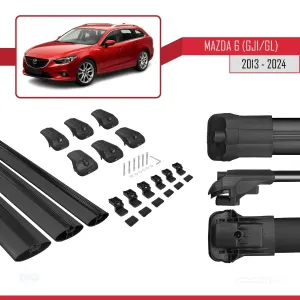 Mazda 6 (GJ1/GL) 2013 ve Sonrası ile uyumlu ACE-1 Ara Atkı Tavan Barı SİYAH 3 ADET BAR thumb 5