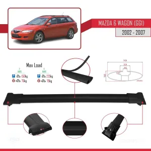 Mazda 6 (GG1) 2002-2007 Arası ile Uyumlu FLY Model Ara Atkı Tavan Barı SİYAH thumb 4
