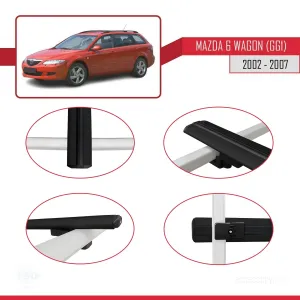 Mazda 6 (GG1) 2002-2007 Arası ile uyumlu Basic Model Ara Atkı Tavan Barı SİYAH 3 ADET thumb 4