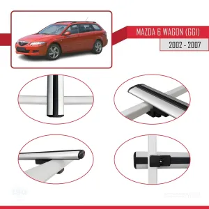 Mazda 6 (GG1) 2002-2007 Arası ile uyumlu Basic Model Ara Atkı Tavan Barı GRİ 3 ADET thumb 4