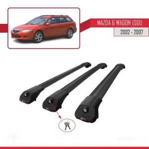 Mazda 6 (GG1) 2002-2007 Arası ile uyumlu ACE-1 Ara Atkı Tavan Barı SİYAH 3 ADET BAR thumb 4
