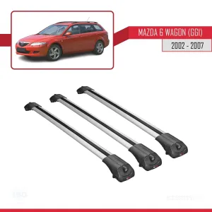Mazda 6 (GG1) 2002-2007 Arası ile uyumlu ACE-1 Ara Atkı Tavan Barı GRİ 3 ADET BAR thumb 3