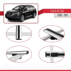 Lexus RX350 - RX350-2 2008-2015 Arası ile uyumlu Basic Model Ara Atkı Tavan Barı GRİ 3 ADET thumb 4
