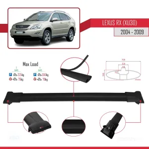Lexus RX (XU30) 2004-2009 Arası ile Uyumlu FLY Model Ara Atkı Tavan Barı SİYAH 3 ADET BAR thumb 4