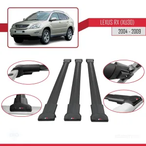 Lexus RX (XU30) 2004-2009 Arası ile Uyumlu FLY Model Ara Atkı Tavan Barı SİYAH 3 ADET BAR thumb 5