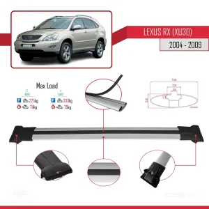 Lexus RX (XU30) 2004-2009 Arası ile Uyumlu FLY Model Ara Atkı Tavan Barı GRİ 3 ADET BAR thumb 4