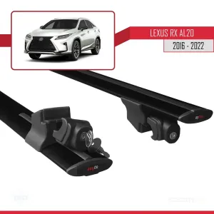 Lexus RX (AL20) 2016-2022 Arası ile uyumlu HOOK Model Anahtar Kilitli Ara Atkı Tavan Barı SİYAH thumb 5