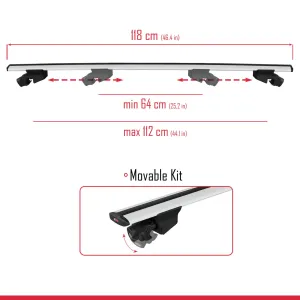 Lexus LX (J200) 2016-2021 Arası ile uyumlu HOOK Model Anahtar Kilitli Ara Atkı Tavan Barı GRİ thumb 3