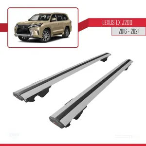 Lexus LX (J200) 2016-2021 Arası ile uyumlu HOOK Model Anahtar Kilitli Ara Atkı Tavan Barı GRİ thumb 5