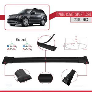Land Rover Range Rover Sport (L320) 2005-2013 Arası ile uyumlu FLY Model Ara Atkı Tavan Barı SİYAH thumb 4