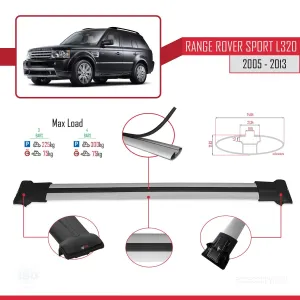 Land Rover Range Rover Sport (L320) 2005-2013 Arası ile Uyumlu FLY Model Ara Atkı Tavan Barı GRİ 3 ADET BAR thumb 4