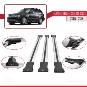 Land Rover Range Rover Sport (L320) 2005-2013 Arası ile Uyumlu FLY Model Ara Atkı Tavan Barı GRİ 3 ADET BAR thumb 5