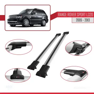 Land Rover Range Rover Sport (L320) 2005-2013 Arası ile uyumlu FLY Model Ara Atkı Tavan Barı GRİ thumb 5