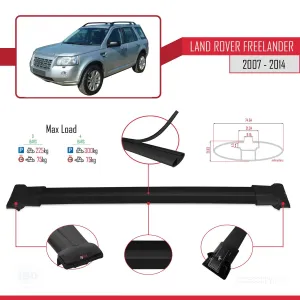 Land Rover Freelander 2007-2014 Arası ile Uyumlu FLY Model Ara Atkı Tavan Barı SİYAH 3 ADET BAR thumb 4