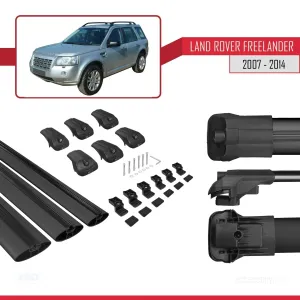 Land Rover Freelander 2007-2014 Arası ile uyumlu ACE-1 Ara Atkı Tavan Barı SİYAH 3 ADET BAR thumb 5