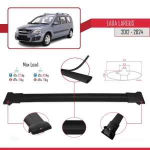 Lada Largus 2012 ve Sonrası ile uyumlu FLY Model Ara Atkı Tavan Barı SİYAH 3 ADET BAR thumb 4