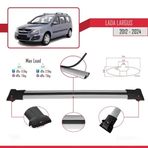 Lada Largus 2012 ve Sonrası ile Uyumlu FLY Model Ara Atkı Tavan Barı GRİ thumb 4