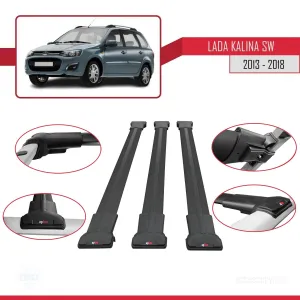 Lada Kalina SW 2013-2018 Arası ile Uyumlu FLY Model Ara Atkı Tavan Barı SİYAH 3 ADET BAR thumb 5