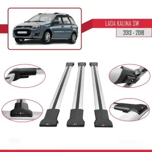 Lada Kalina SW 2013-2018 Arası ile Uyumlu FLY Model Ara Atkı Tavan Barı GRİ 3 ADET BAR thumb 5