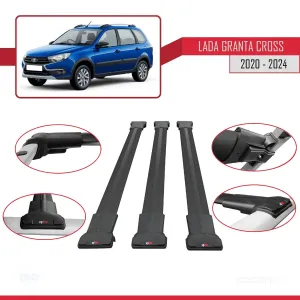 Lada Granta Cross 2020 ve Sonrası ile Uyumlu FLY Model Ara Atkı Tavan Barı SİYAH 3 ADET BAR thumb 5