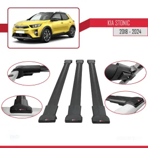 Kia Stonic 2018 ve Sonrası ile Uyumlu FLY Model Ara Atkı Tavan Barı SİYAH 3 ADET BAR thumb 5