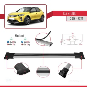 Kia Stonic 2018 ve Sonrası ile Uyumlu FLY Model Ara Atkı Tavan Barı GRİ 3 ADET BAR thumb 4