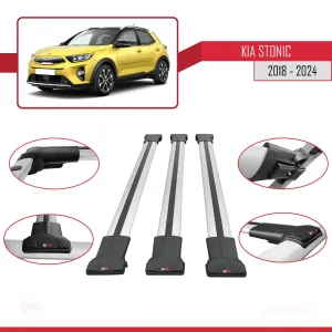 Kia Stonic 2018 ve Sonrası ile Uyumlu FLY Model Ara Atkı Tavan Barı GRİ 3 ADET BAR thumb 5