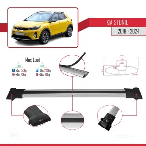 Kia Stonic 2018 ve Sonrası ile Uyumlu FLY Model Ara Atkı Tavan Barı GRİ thumb 5