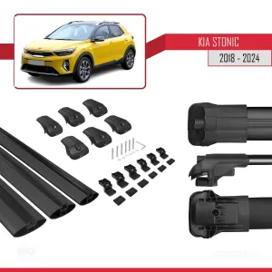 Kia Stonic 2018 ve Sonrası ile uyumlu ACE-1 Ara Atkı Tavan Barı SİYAH 3 ADET BAR thumb 5