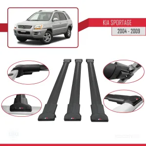 Kia Sportage 2004-2009 Arası ile Uyumlu FLY Model Ara Atkı Tavan Barı SİYAH 3 ADET BAR thumb 5